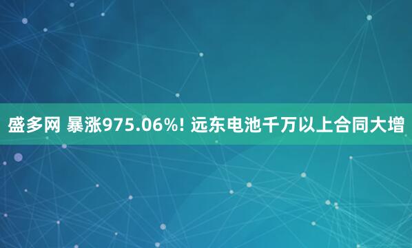 盛多网 暴涨975.06%! 远东电池千万以上合同大增