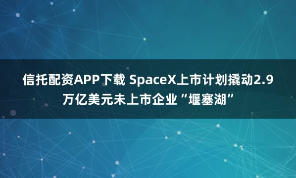 信托配资APP下载 SpaceX上市计划撬动2.9万亿美元未上市企业“堰塞湖”